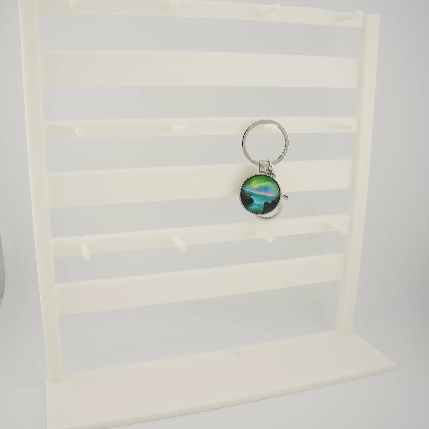 Keychain Display Rack - White Tabletop Display Stand for Charms and Accessories Sancticraft