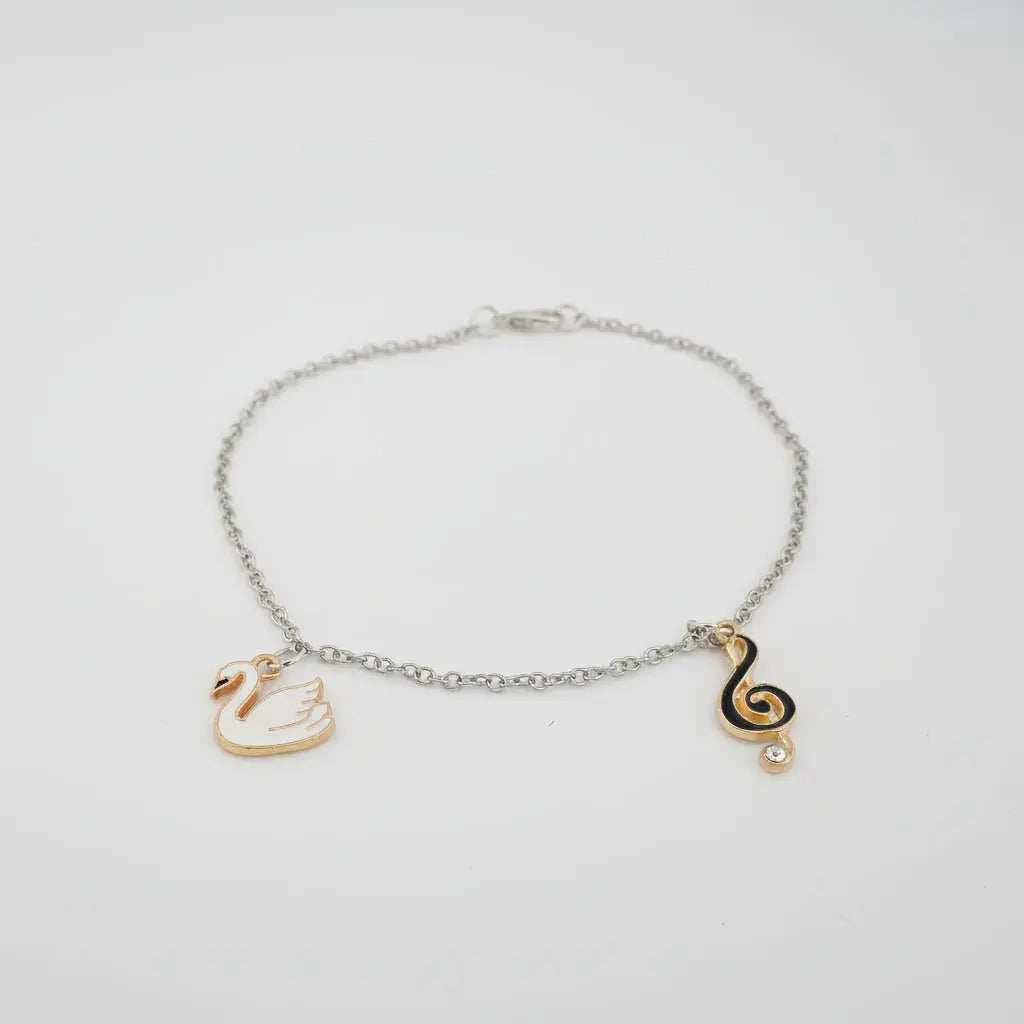 Swan and Treble Clef Charm Bracelet Sancticraft