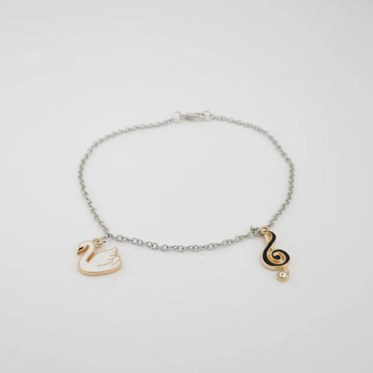 Swan and Treble Clef Charm Bracelet Sancticraft