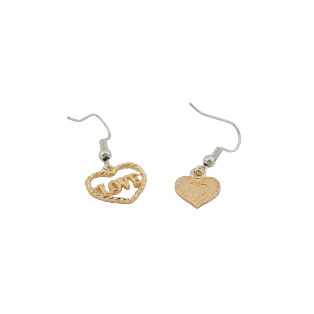 Gold Heart Dangle Earrings - Cute Romantic Gift Jewelry Sancticraft