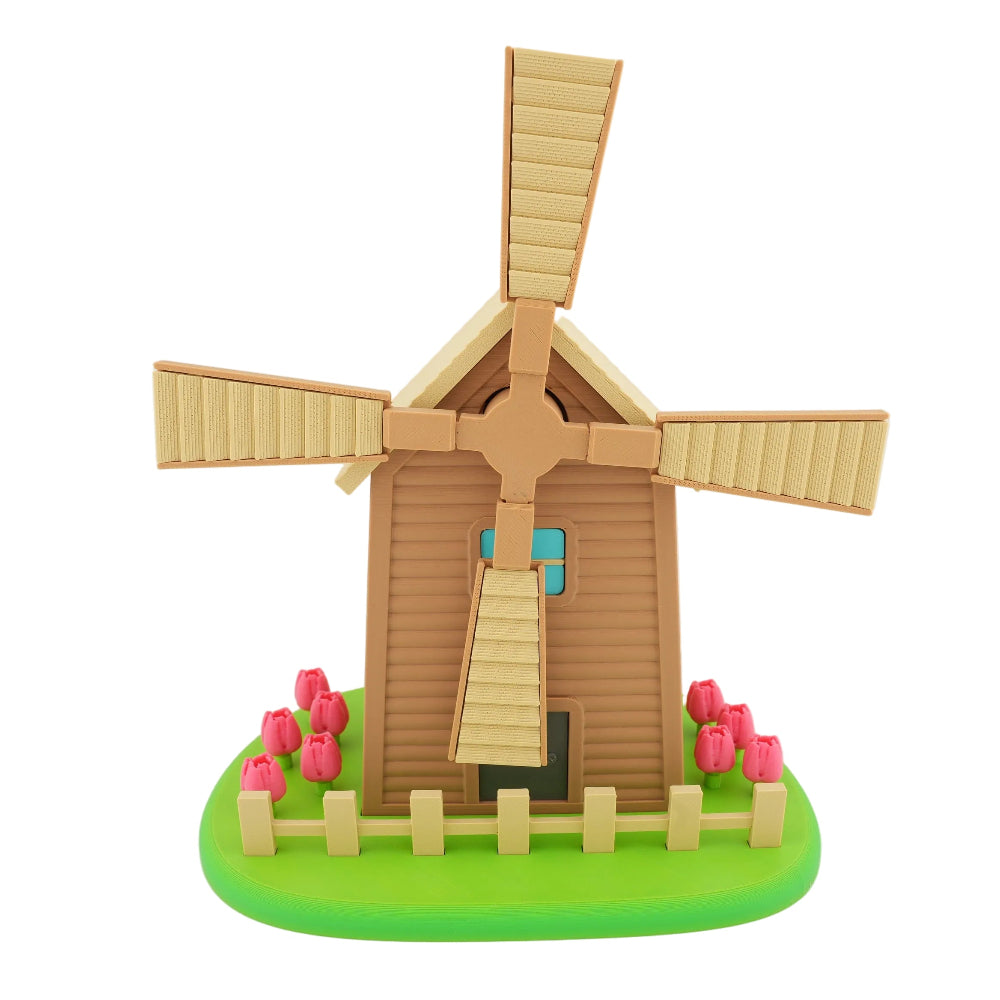Windmill Music Box | Wind-Up Desk Decor | Whimsical Mechanical Keepsake