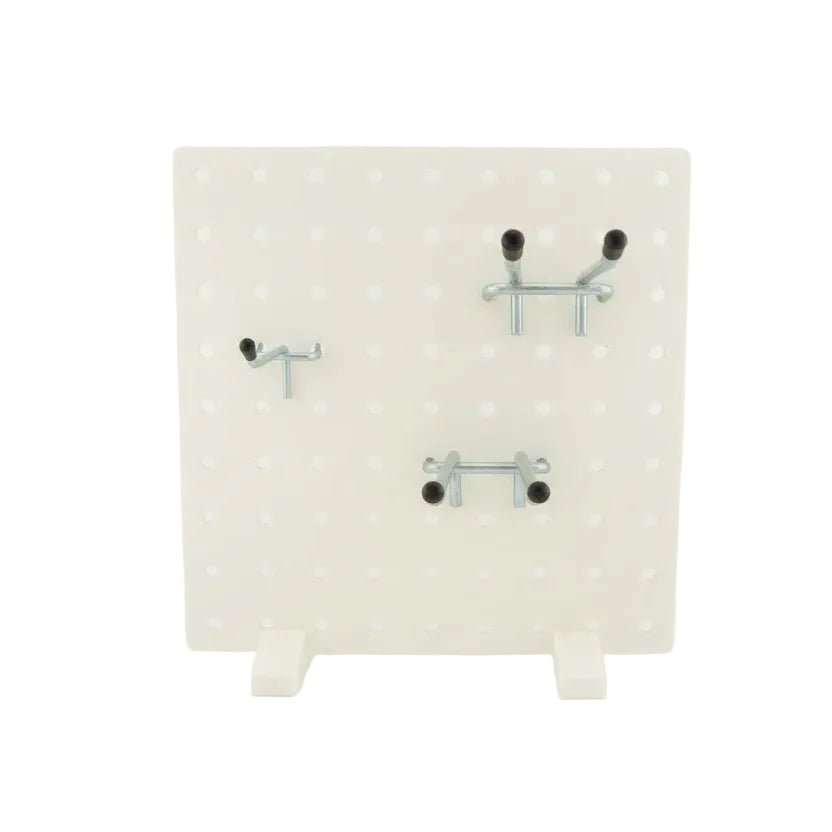 9" x 9" Desktop Pegboard Display with Stand and 3 tool hooks- Organizer Panel