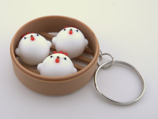 Chicken Dim Sum Bun Keychain – A Must-Have for Bird Lovers & Cute Stuff Collectors! 🐔