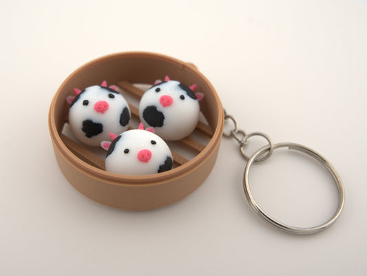 Cow Dim Sum Bun Keychain 🐮 – Utterly Adorable Must-Have for Animal Lovers! 🐮