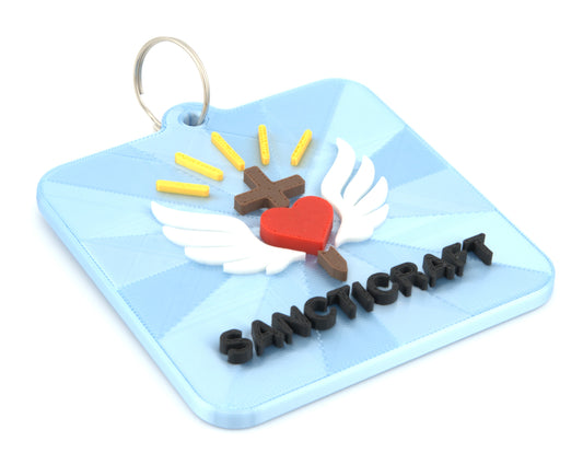 Sancticraft™ Keychain with Winged Heart & Cross | Christian Keyring | Religious Gift for Him Her | Inspirational Bag Charm