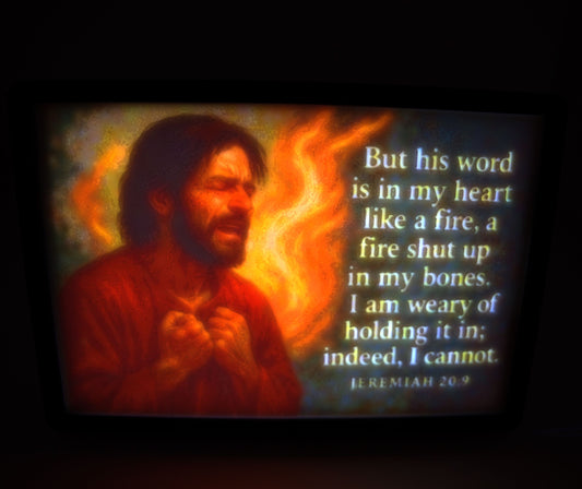 Jeremiah 20 9 Light Box Gift for Him Her Religious Wall Art Home Decor Christian Poster 3D Printed Bible Verse Night Light for Bedroom