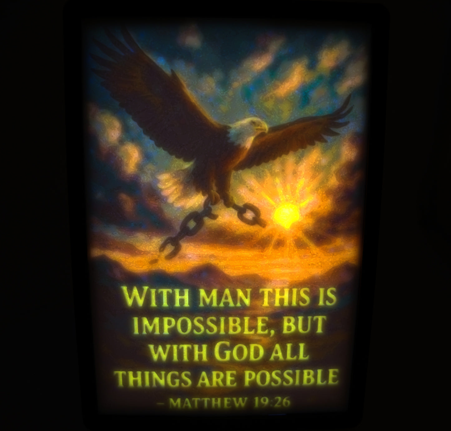 Inspirational Christian Eagle LED Night Light with Matthew 19:26 Verse – Faith-Based Gift for Women or Mom
