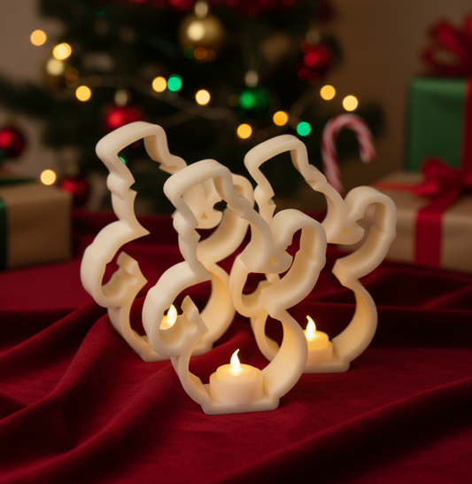 Snowman Tealight Candle Holder - Winter Holiday LED Display Decor - 3D Silhouette Snowman Luminary for Table, Shelf, and Mantel