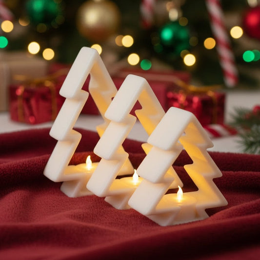 Modern Christmas Tree LED - Minimalist Holiday Table Decor and Warm White Flickering Light