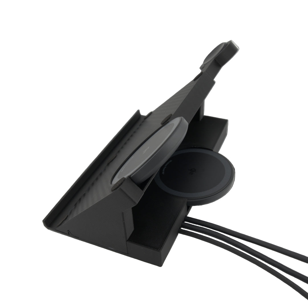 Sancticraft™ 3-in-1 Z Fold 7 Charing Stand with Carbon Fiber pattern (Charge Phone + Watch + Earbuds)
