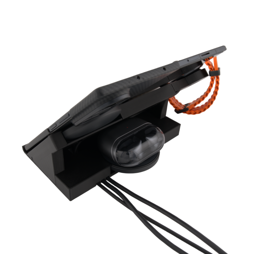 Sancticraft™ 3-in-1 Z Fold 7 Charing Stand with Carbon Fiber pattern (Charge Phone + Watch + Earbuds)