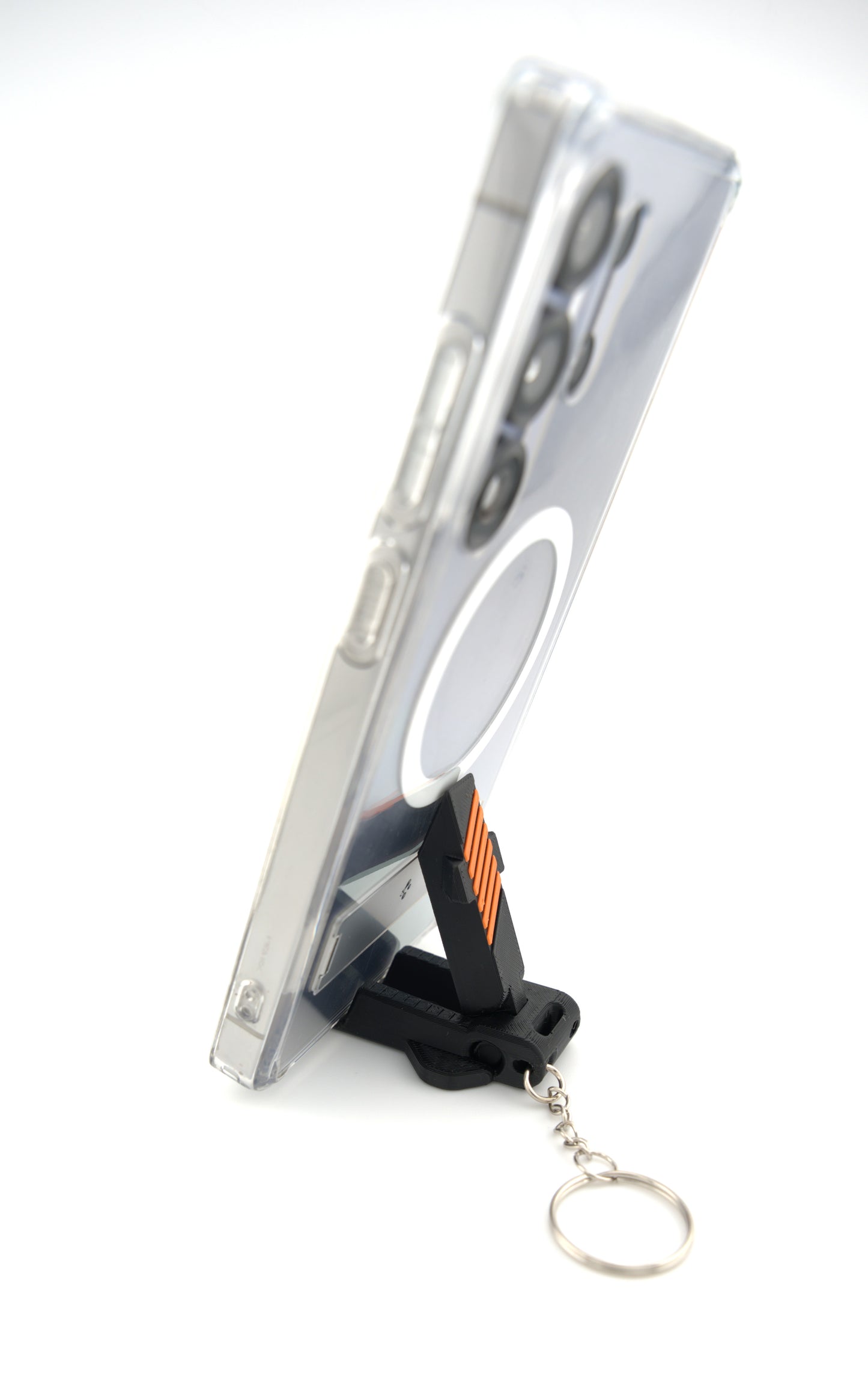 3-in-1 Phone Stand Keychain – Emergency Whistle + Pocket Folding Phone Holder | EDC Gadget for Hiking, Travel, Safety | Made in USA