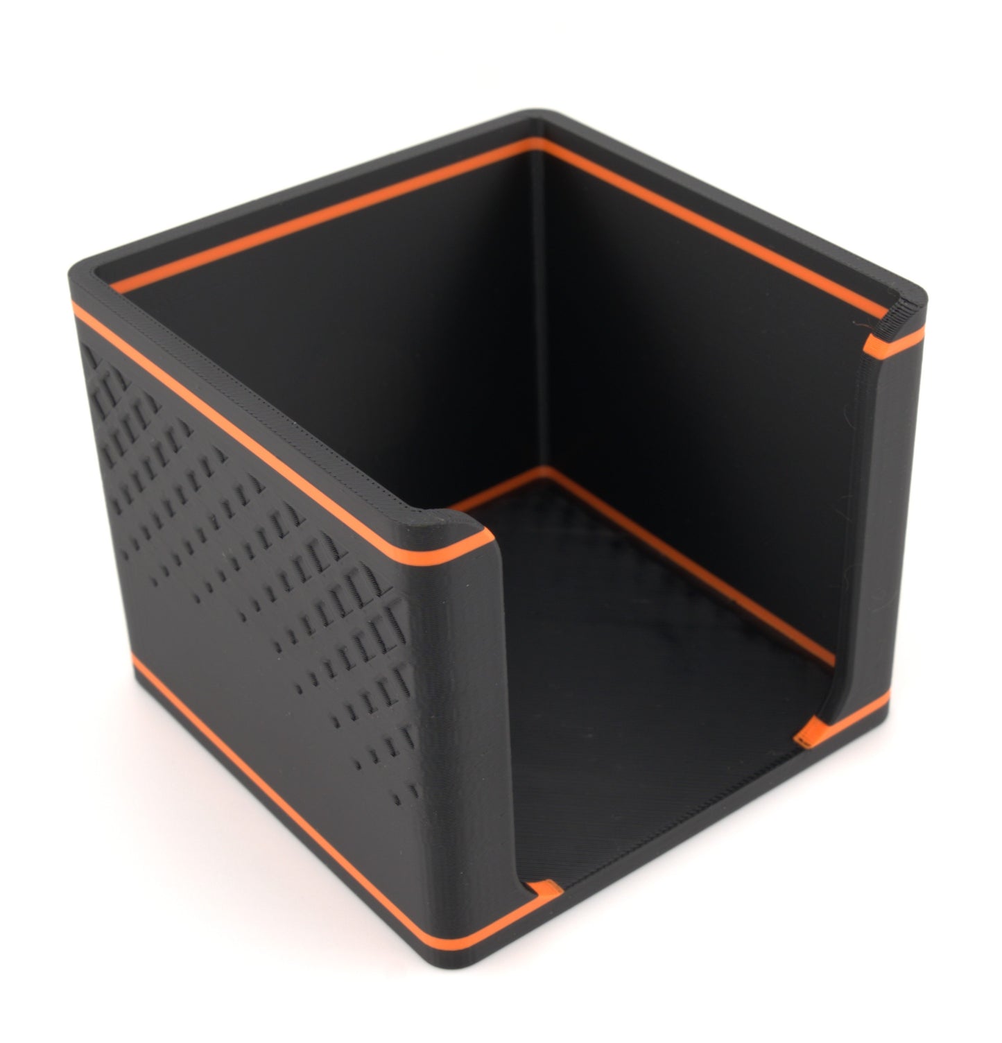 Sticky Note Holder for 3x3 Pads – Industrial Desk Organizer – Black and Orange