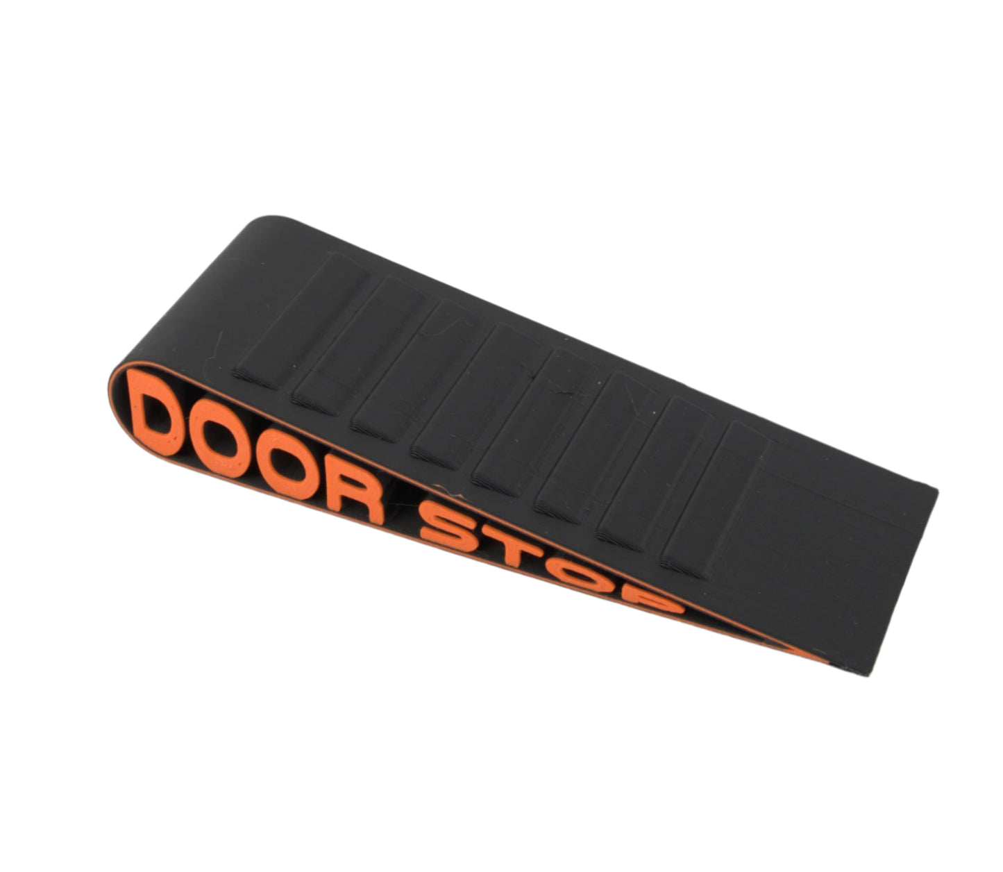 Heavy-Duty Door Stop Wedge – Black with Orange Text – Anti-Slip Design for Commercial, Office, Home, and School Use