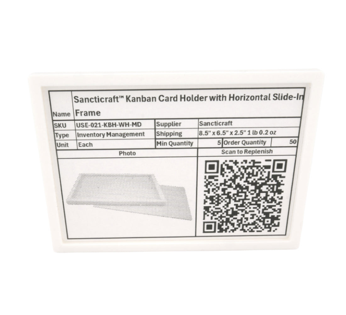 Sancticraft™ Kanban Card Holder with Horizontal Slide-In Frame - Plastic Label Sleeve for Inventory Bins - Warehouse or 5S Kanban System