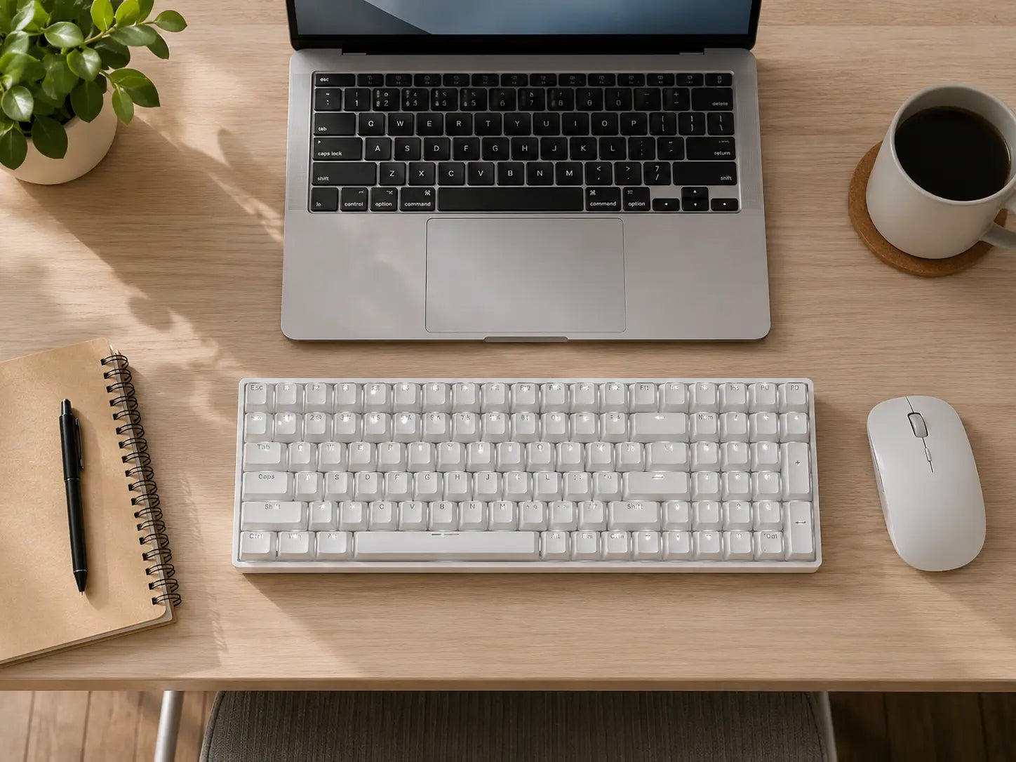 Wireless Mechanical Keyboard - Full Size White RGB Keyboard Sancticraft