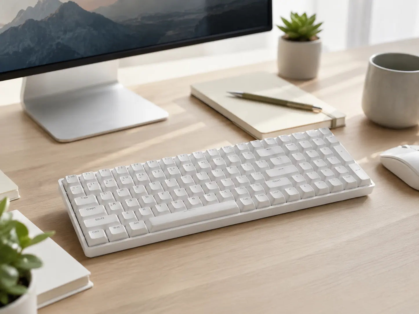 Wireless Mechanical Keyboard - Full Size White RGB Keyboard Sancticraft