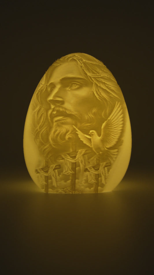 Jesus Night Light Egg – Christian Home Decor | Faith Gift for Her or Him | Easter Sympathy Religious Art | 3D Lithophane Lamp USA Made