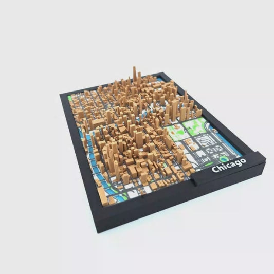 Chicago 3D Map - Framed City Art