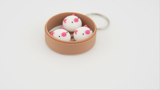 Pig Dim Sum Bun Keychain - Kawaii Pig Charm
