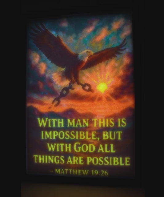 Christian Eagle LED Night Light - Matthew 19:26 Verse