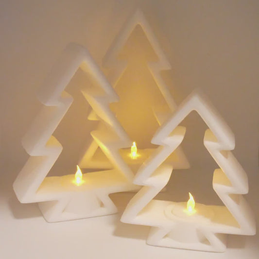 Modern Christmas Tree LED - Minimalist Holiday Table Decor and Warm White Flickering Light