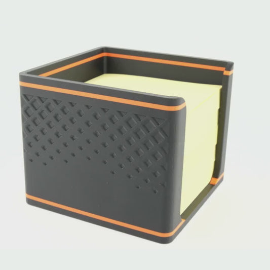 Sticky Note Holder for 3x3 Pads – Industrial Desk Organizer – Black and Orange