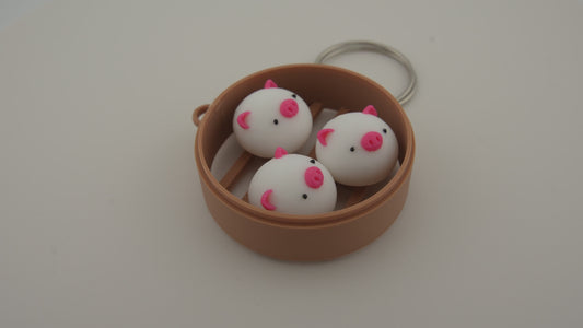 Pig Dim Sum Bun Keychain 🐷 - Cute and Unique Accessory for Animal Lovers 🐷 – Made in USA