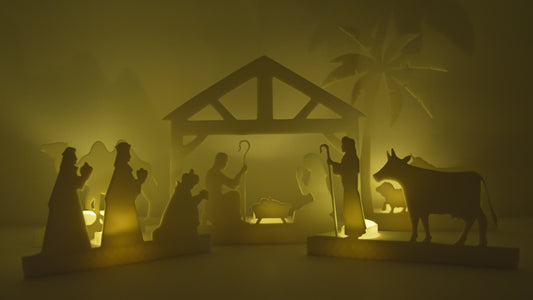 Nativity Scene with LED Lights – Modern Minimalist Christmas Décor 🎄 Holy Family Holiday Display – Unique Gift Idea