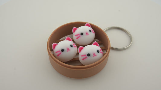 Cat Dim Sum Bun Keychain 🐱 - Cute and Unique Accessory for Animal Lovers 🐱 – Made in USA